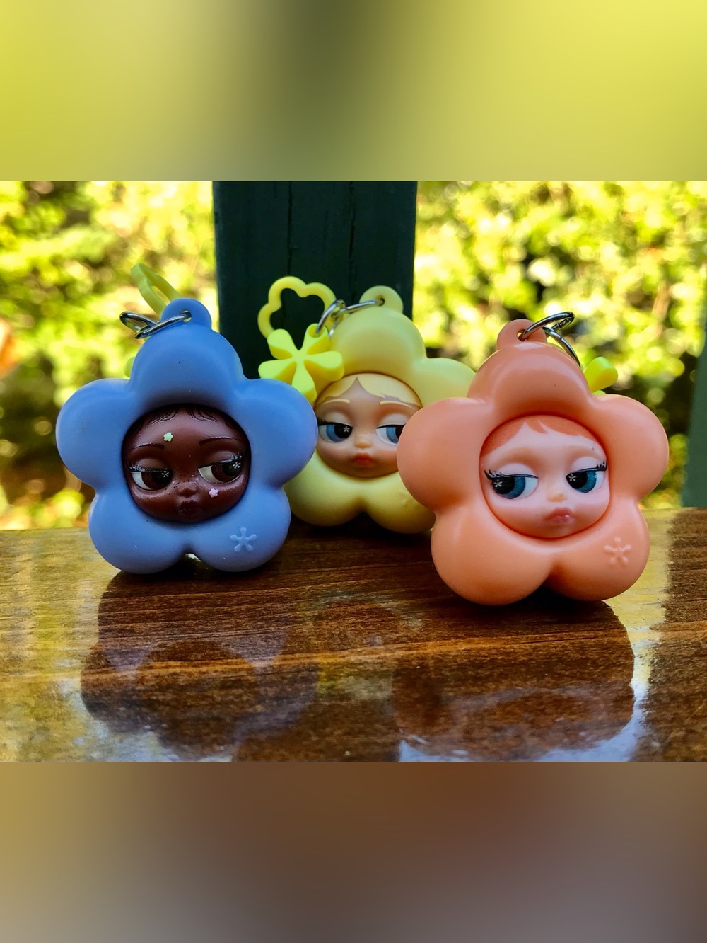 Lot 3 DAISE* Fragrance Scent Flower Face Vinyl Doll Bag Charm Keychain